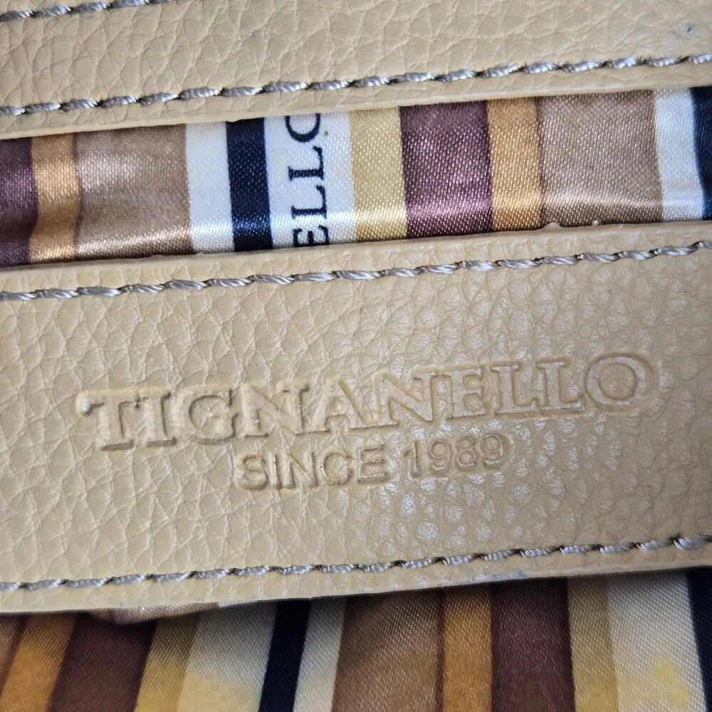 Tignanello Taupe Crossbody Bag 100% Leather Multiple Pockets Adjustable Strap